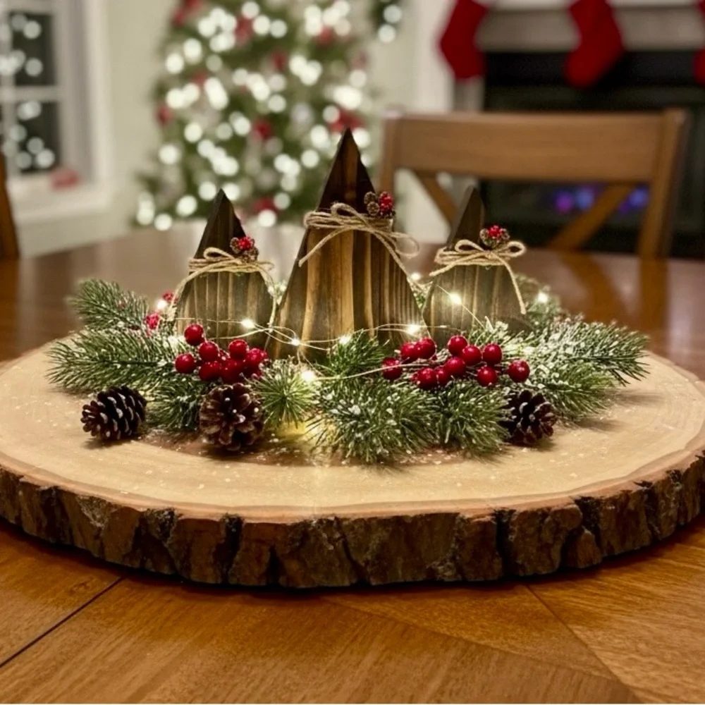 Rustic Holiday Wooden Tree Set - Picture 1 of 2